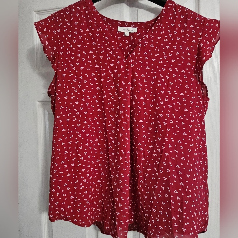 Red Flutter sleeve blouse